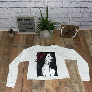 Selena Cropped Top Small  Long Sleeves White